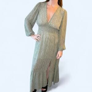 Maxi dress long sleeve peasant milk maid sage green woman’s large